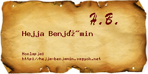 Hejja Benjámin névjegykártya